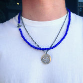 White Heart Beads Necklace & Bracelet(Navy) - May club